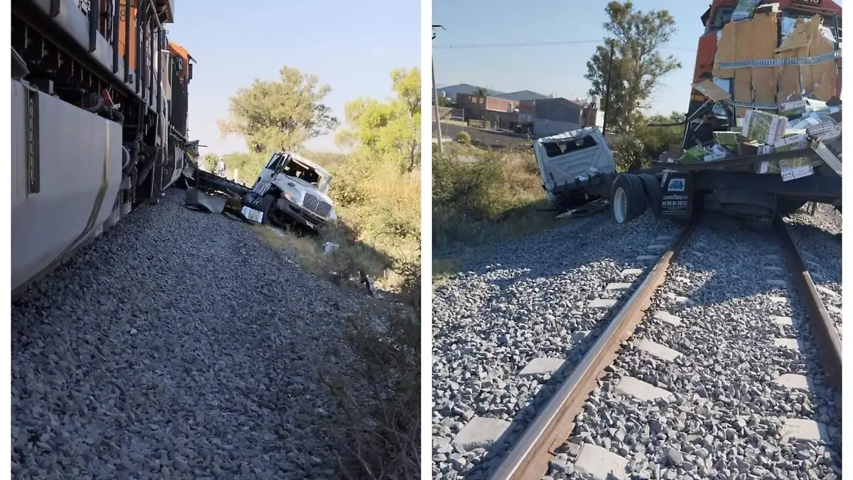 Trailero intenta ganarle el paso al tren (2)